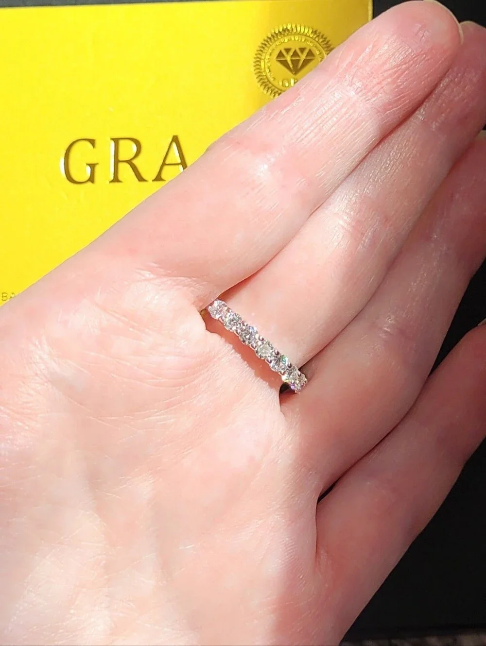 2.2ct Round Cut Moissanite Eternity Band Ring – White Gold Plated (Size 8)
